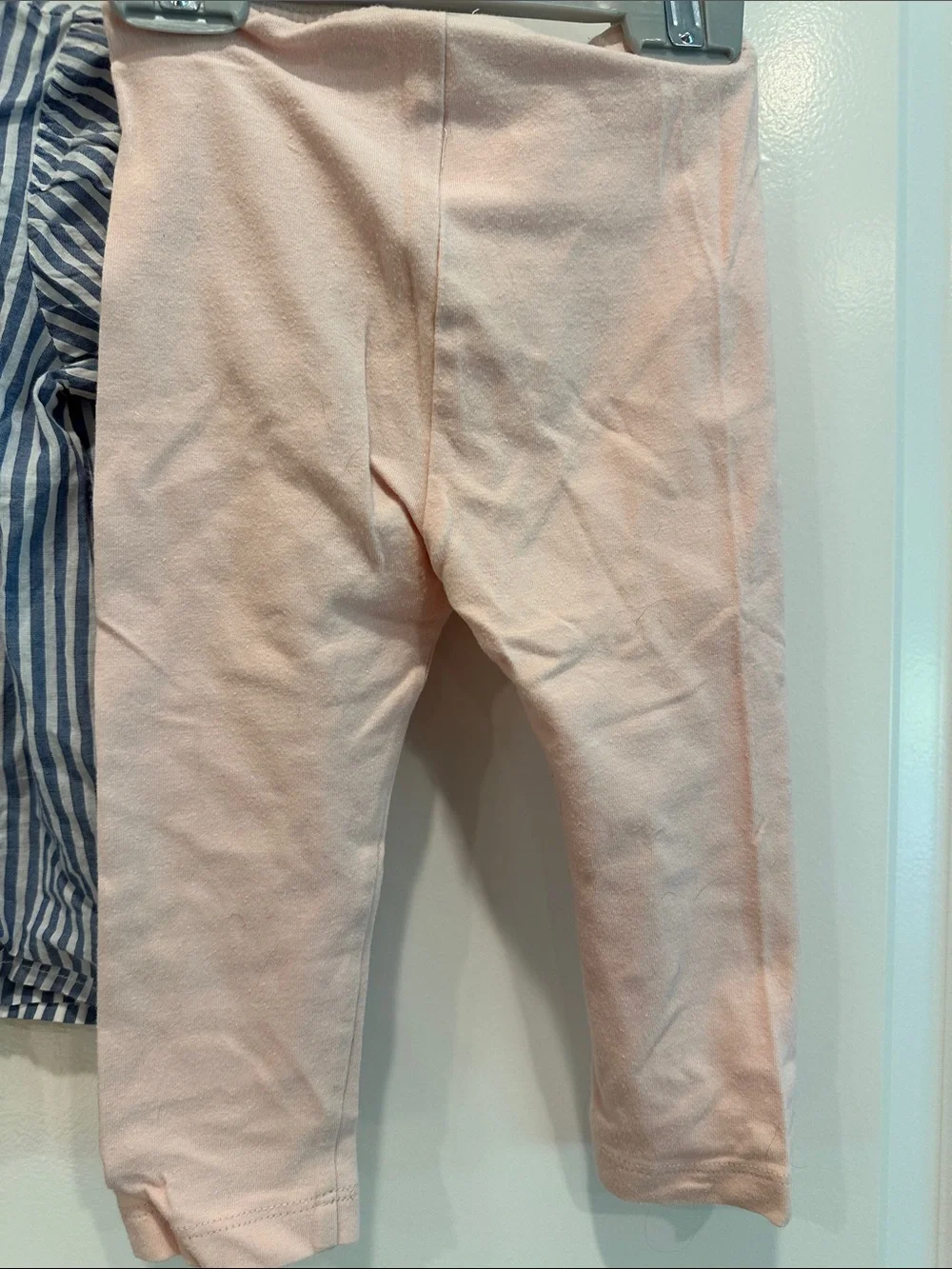 Old Navy Blue & White Striped Baby Tunic with pink leggings